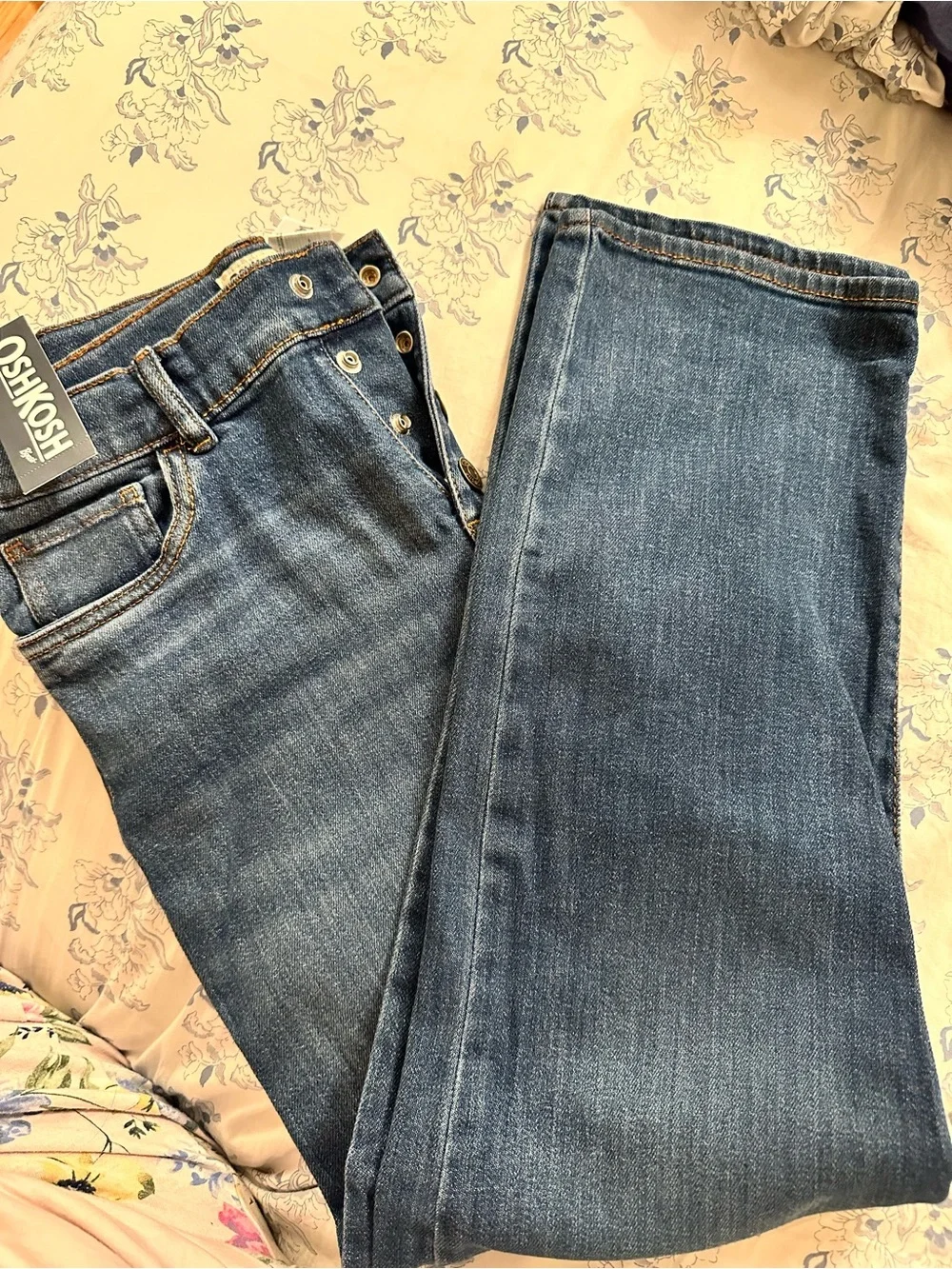 OshKosh Medium Blue girls ' Denim Jeans with Contrast Stitching smoke free home